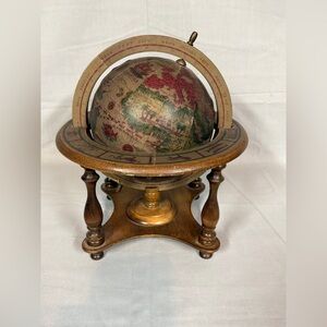 Vintage Style Wooden Globe with Stand